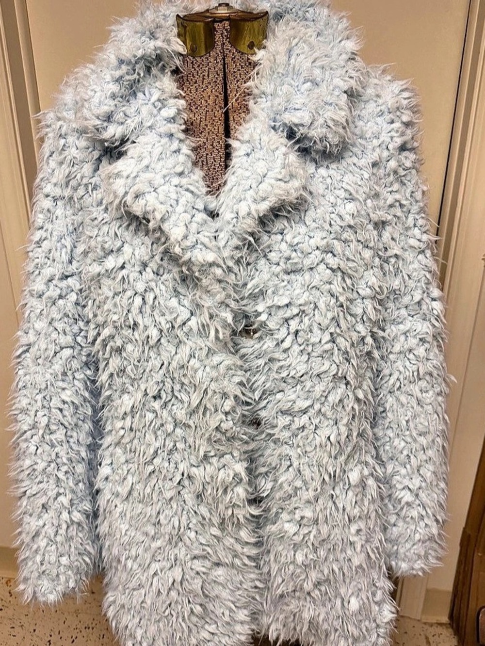 GUESS Shaggy Teddy Coat in Blue
